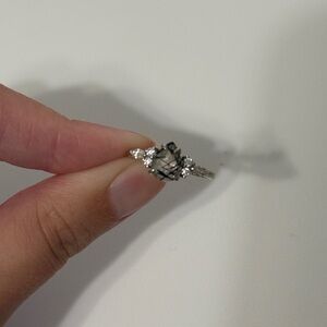 Rutilated Quartz & Moissanite 14k Gold Ring